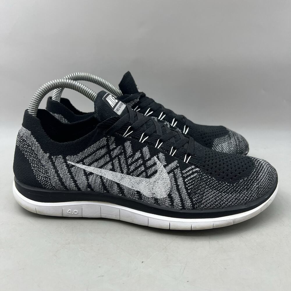 Nike Free 4.0 Flyknit Running Shoes Women Size 9 Black Knit Comfort Sneakers